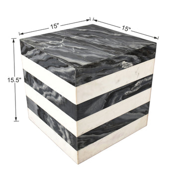 Felix 15" Contemporary Natural Marble Handmade Cube End Table - JONATHAN Y